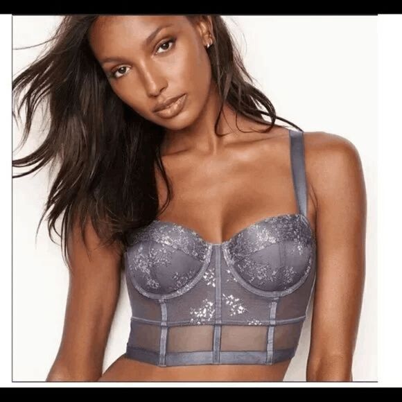 Victoria’s Secret Very Sexy Gray Silver Sparkle Lined Balconet Bra Top 34C - Picture 10 of 10
